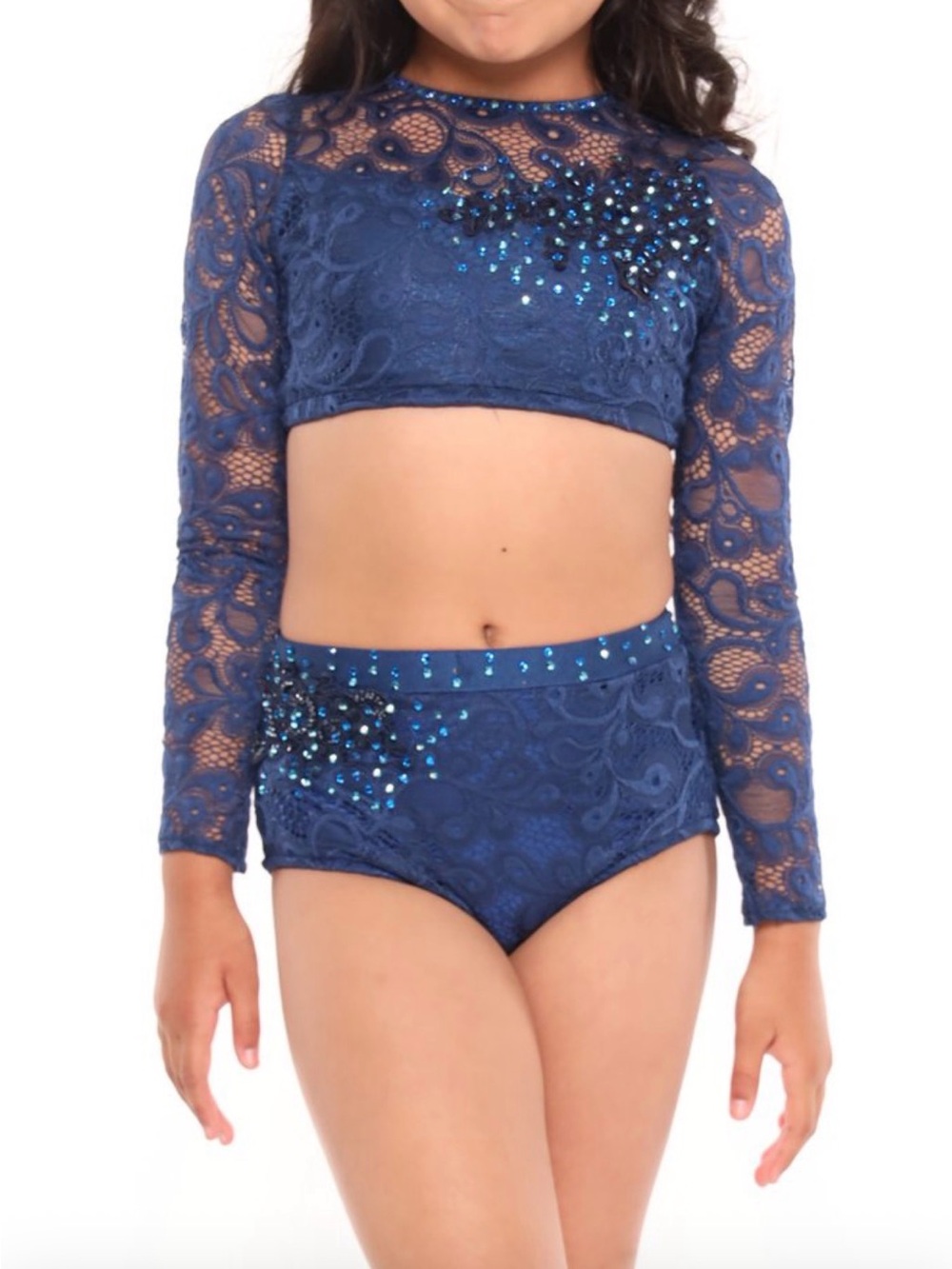Custom Navy Lace dance costume